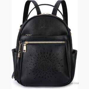 Small PU Leather Backpack Purse Lightweight Waterproof Daypack Travel Bag